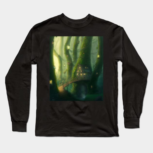 Fairy Forest Village Enchanted Woodland Long Sleeve T-Shirt by peachycrossing